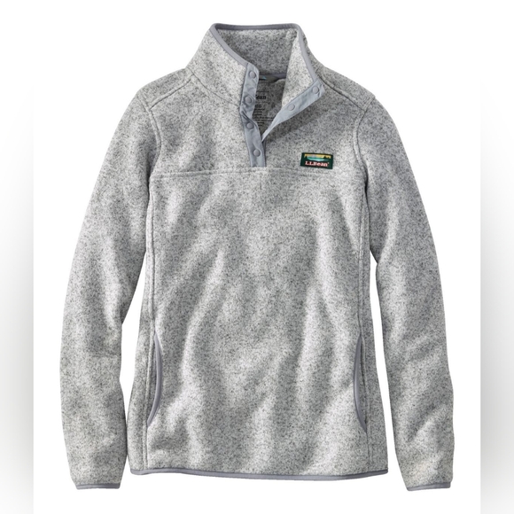 L.L. Bean Tops - L.L. Bean Sweater Fleece Pullover Pewter Gray Quarter Snap Button Women's Small